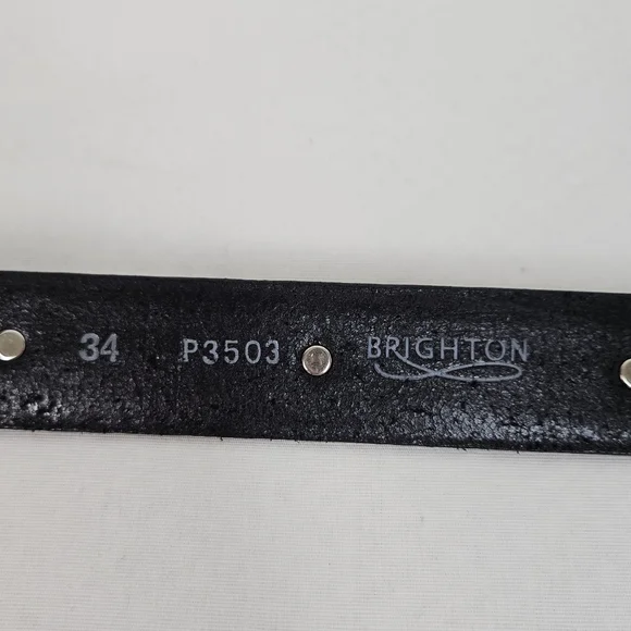 Brighton Black Leather Western Belt Silver Stud Buckle Size 34 USA Made - Picture 12 of 12